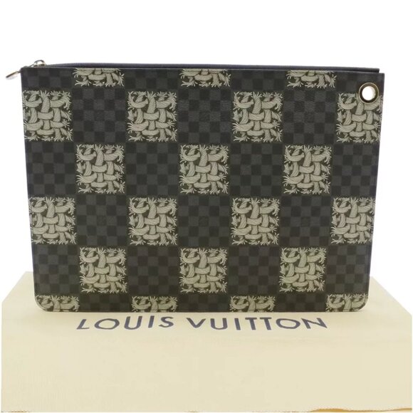 LOUIS VUITTON Pochette Joule GM Clutch Bag Damier Graphite - Picture 1 of 12